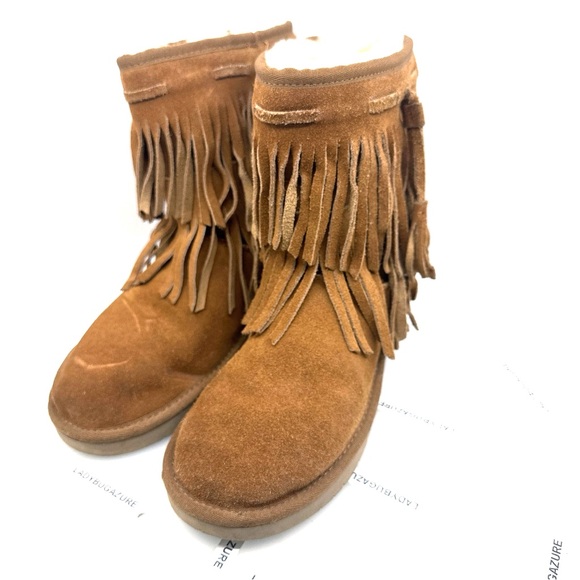 Koolaburra Tan Fringed Winter Boots - Picture 2 of 9